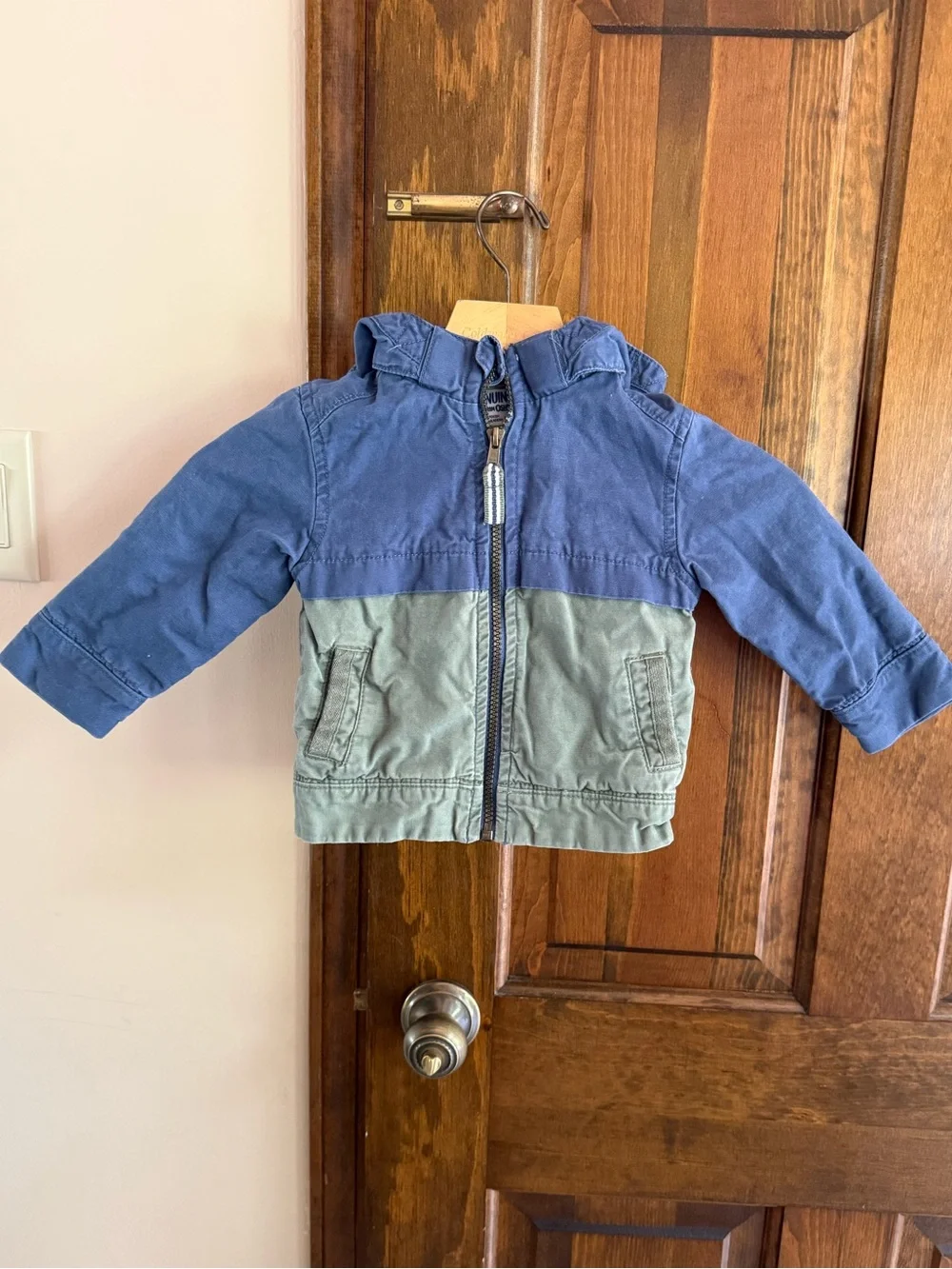 OshKosh B'gosh Two-Tone Blue and Green Hooded Kids Jacket